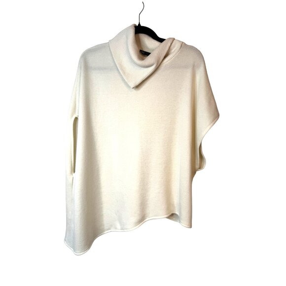 NWOT ZARA Cream Large Ribbed Turtleneck Poncho Sweater - Picture 4 of 16